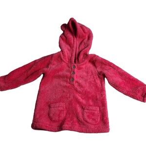 Carter's Hot Pink Fuzzy Hoodie Hooded Sweater Toddler Girls Size 18 Mo 2099